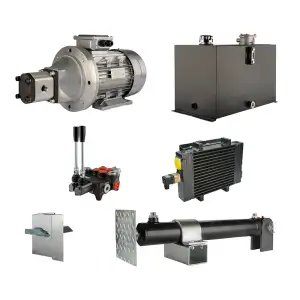 Hydraulika pro štípačku dřeva, štípací výkon: 12 tun, doba štípacího cyklu: 18-21 sekund. Pohon, čerpadlo, motor, nádrž 75 litrů, 2-sekční  rozdělovač, přídavné chlazení