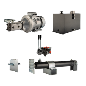 Hydraulika pro štípačku dřeva, štípací výkon: 19 tun, doba štípacího cyklu: 17-20 sekund. Pohon, čerpadlo, motor, nádrž, 75 litrů, 2-sekční  rozdělovač