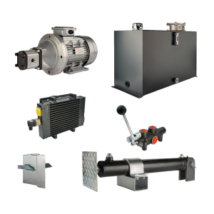 Hydraulika pro štípačku dřeva, štípací výkon: 6 tun, doba štípacího cyklu: 14-17 sekund. Pohon, čerpadlo, motor, nádrž 100 litrů, 1-sekční rozdělovač, přídavné chlazení