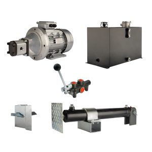 Hydraulika pro štípačku dřeva, štípací výkon: 10 tun, doba štípacího cyklu: 18-21 sekund. Pohon, čerpadlo, motor, nádrž, 75 litrů, 1-sekční rozdělovač