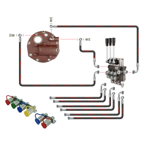 Inovativní hydraulika pro Zetor 5211 7211. 3-sekční hydraulický rozdělovač, kompletní víko čerpadla s vývodem pro externí rozdělovač