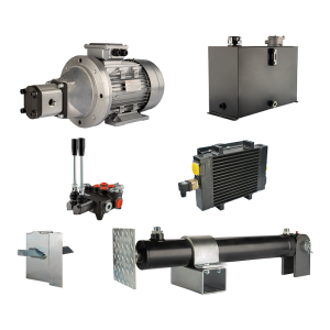 Hydraulika pro štípačku dřeva, štípací výkon: 16 tun, doba štípacího cyklu: 11-14 sekund. Pohon, čerpadlo, motor, nádrž 45 litrů, 2-sekční  rozdělovač, přídavné chlazení