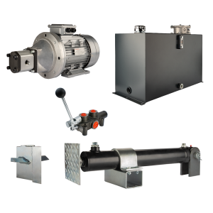 Hydraulika pro štípačku dřeva, štípací výkon: 19 tun, doba štípacího cyklu: 14-17 sekund. Pohon, čerpadlo, motor, nádrž, 100 litrů, 1-sekční rozdělovač