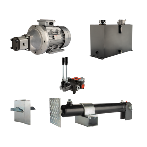 Hydraulika pro štípačku dřeva, štípací výkon: 5 tun, doba štípacího cyklu: 18-21 sekund. Pohon, čerpadlo, motor, nádrž 45 litrů, 2-sekční  rozdělovač