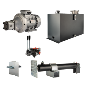 Hydraulika pro štípačku dřeva, štípací výkon: 12 tun, doba štípacího cyklu: 14-17 sekund. Pohon, čerpadlo, motor, nádrž, 100 litrů, 2-sekční  rozdělovač