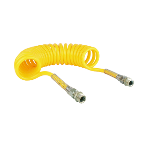 Žlutá spirálová pneumatická hadice M22x1,5, délka 7,5m