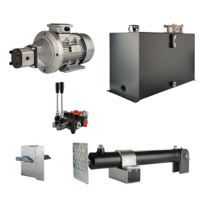 Hydraulika pro štípačku dřeva, štípací výkon: 6 tun, doba štípacího cyklu: 14-17 sekund. Pohon, čerpadlo, motor, nádrž, 100 litrů, 2-sekční  rozdělovač