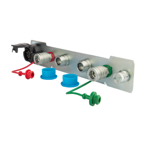 Univerzální panel zadních objímek 2 šroubovací objímky M36x1,5 se závitem pro trubky M22x1,5 2 EURO objímky M22x1,5 7kolíková elektrická zásuvka kompletní sada