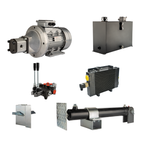 Hydraulika pro štípačku dřeva, štípací výkon: 10 tun, doba štípacího cyklu: 14-17 sekund. Pohon, čerpadlo, motor, nádrž 45 litrů, 2-sekční  rozdělovač, přídavné chlazení