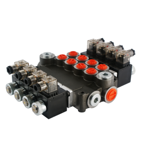 Hydraulický monoblokový rozvaděč 4 sekční 80L 24V