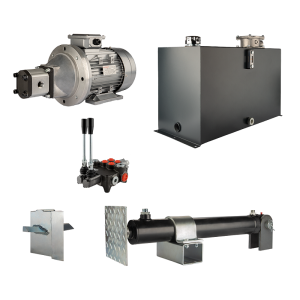 Hydraulika pro štípačku dřeva, štípací výkon: 7 tun, doba štípacího cyklu: 18-21 sekund. Pohon, čerpadlo, motor, nádrž, 100 litrů, 2-sekční  rozdělovač